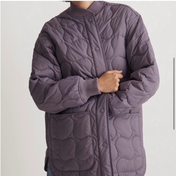 Madewell quilted oversized lightweight bomber jacket in Smokey grape - Picture 3 of 9
